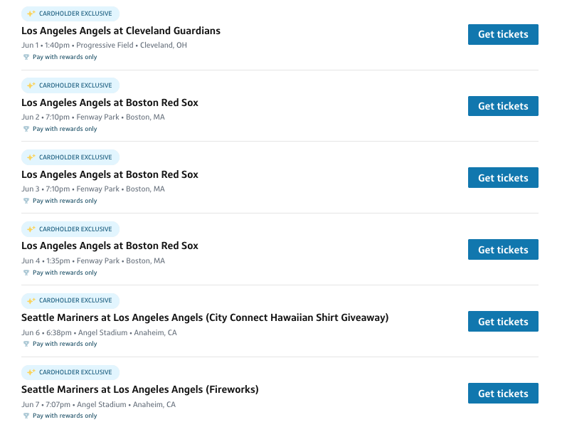 List of Los Angeles Angels games with Capital One exclusive tickets in June 2025. 